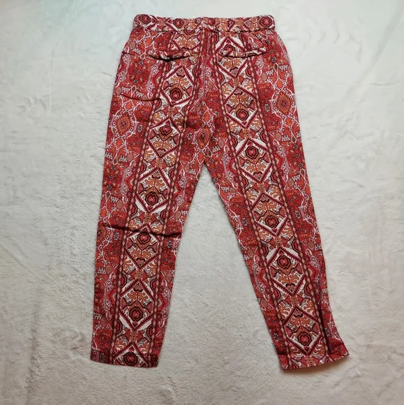 Rachel Zoe Multicolor Boho Linen Crop High Rise Pull On Pants Size S - Picture 9 of 11